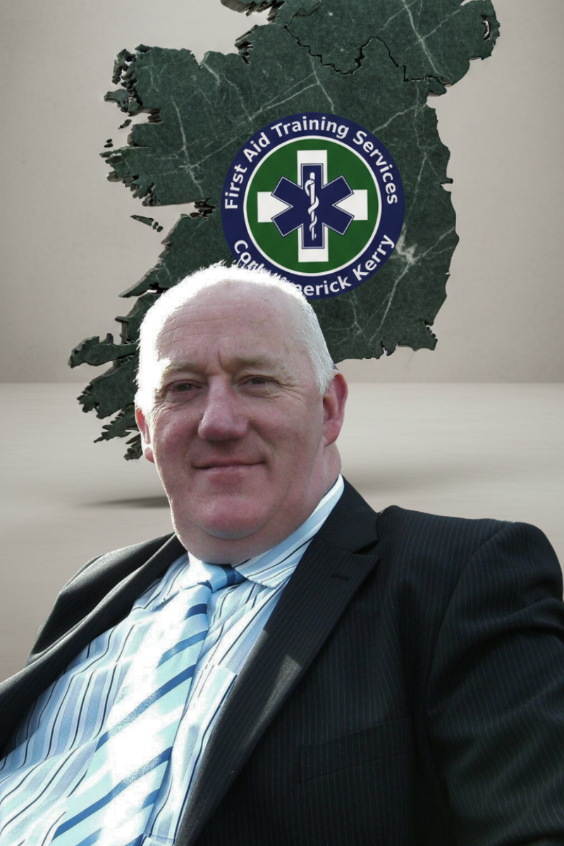 Ireland map themed First Aid Training Services visual for Cork, Limerick and Kerry